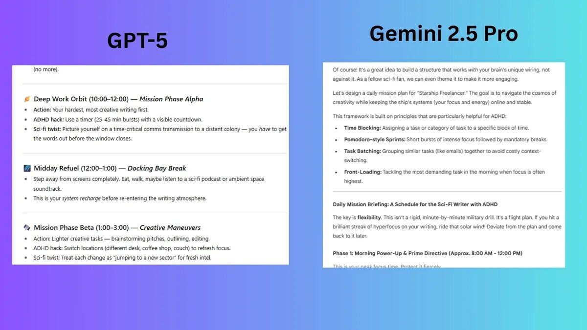 کدام یک پیروز میدان است، ChatGPT-۵ یا Gemini ۲.۵؟