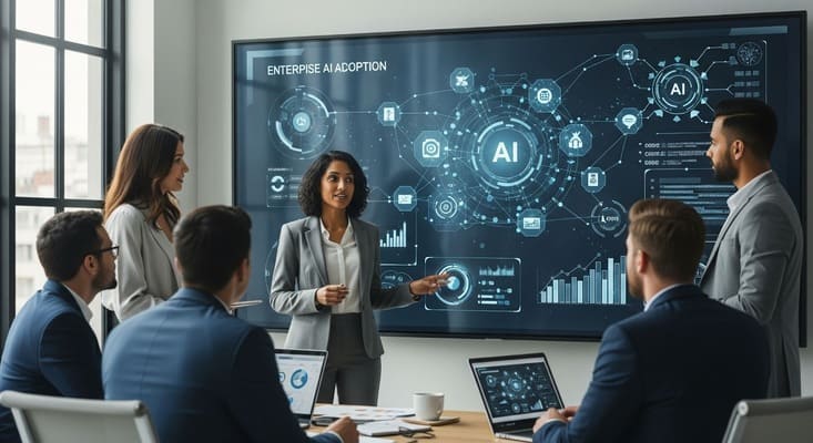 راهکارهای هوش مصنوعی سازمانی (Enterprise AI) 2 راهکارهای هوش مصنوعی سازمانی، فناوریهای پیشرفتهای مانند یادگیری ماشینی، پردازش زبان طبیعی و بینایی ماشین را برای حل چالشهای پیچیده سازمانهای بزرگ گرد